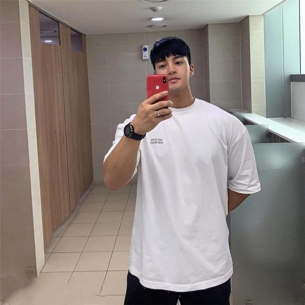⁦Fashion - Men loose BIGs size T Shirt Cotton Printed Running Sport Gym Shirt Fitness TOPs Workout Sportswear Jogging Tees Training Clothing⁩ - الصورة ⁦3⁩