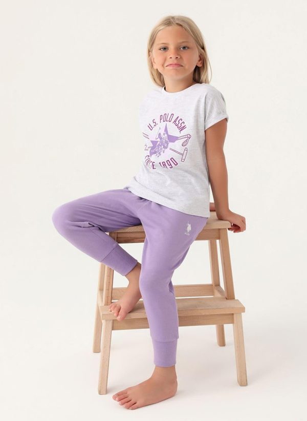 ⁦U.S. POLO ASSN. Girls Grey Short Sleeve Pyjama Set⁩ - الصورة ⁦4⁩
