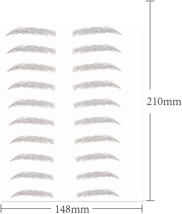⁦Eyebrow Tattoo Stickers, Waterproof Eyebrow Transfers Stickers Peel Off 6D Eyebrow Tattoo Sticker Nature False Eyebrows Hair-Like Long Lasting Tattoo Eyebrow for Woman Makeup Tool (20 Pairs, Black)⁩ - الصورة ⁦6⁩