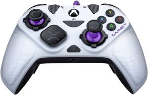 PDP Victrix Gambit World's Fastest Licensed Xbox Controller, Elite Esports Design with Swappable Pro Thumbsticks, Custom Paddles, Swappable White/Purple Faceplate for Xbox One, Series X/S, PC