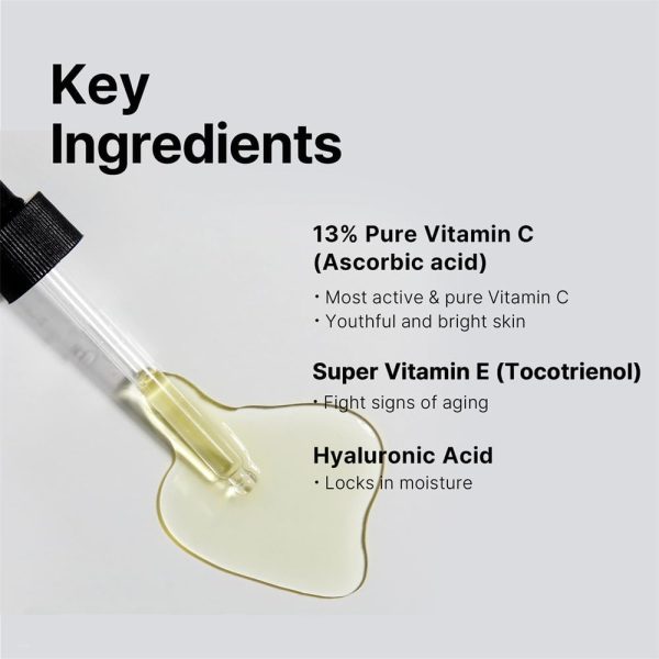 ⁦Azonee Pure Vitamin C 13% Serum with Vitamin E & Hyaluronic Acid, Brightening & Hydrating Facial Serum for Dull Skin & Fine Lines 20ml, Korean Skincare⁩ - الصورة ⁦5⁩