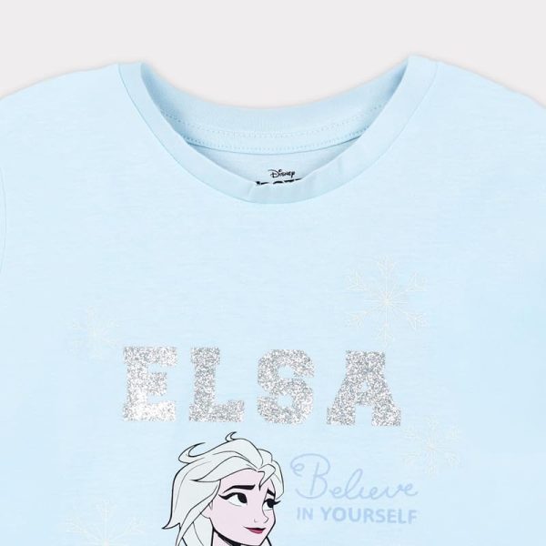 ⁦Disney Girls Disney Frozen Elsa Kids Girls Short Sleeves T-Shirt Western (pack of 1)⁩ - الصورة ⁦3⁩