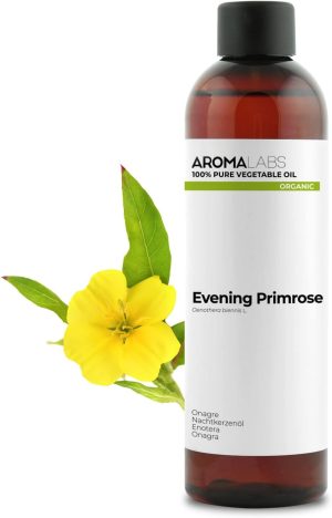 Aroma Labs ORGANIC - EVENING PRIMROSE Oil - 250mL - 100% Pure, Natural, Cold Pressed and AB Certified - (French Brand)