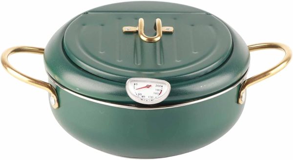 ⁦Jectse Tempura Deep Fryer Pot With Thermometer Mini Stainless Steel Fryer Pan 14cm*11cm⁩ - الصورة ⁦6⁩
