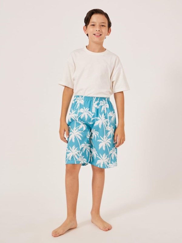⁦Styli Boys Tropical Print Elastic Waistband Swim Shorts⁩ - الصورة ⁦3⁩