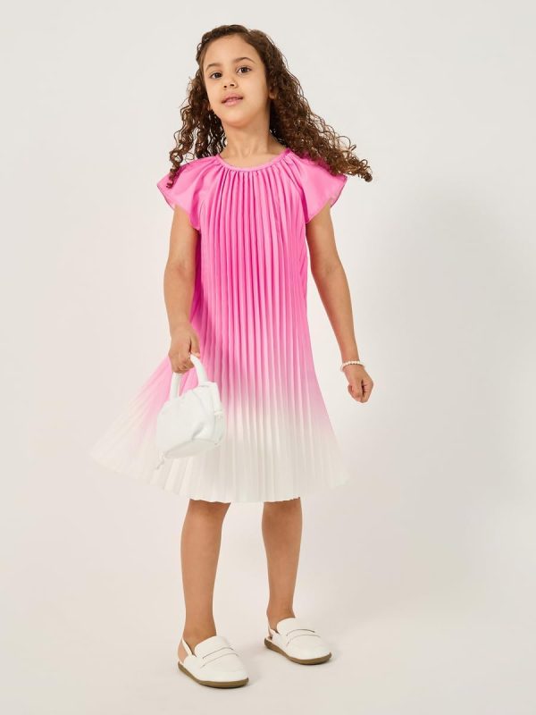 ⁦Styli Girls Ombre Print Pleated Dress⁩ - الصورة ⁦3⁩
