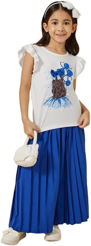 Styli Girls Graphic Print T-Shirt And Wide Leg Culotte Set