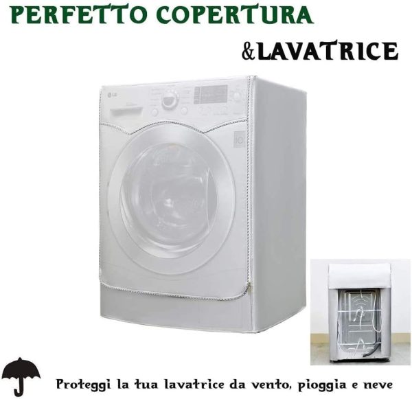 ⁦ELECDON Washing Machine Cover, Sunscreen Dustproof Cover For Front Load Washer Protection For Home Laundry, Dust proof and Anti-aging Anti-ageing Water Resistant of Washing Machine⁩ - الصورة ⁦3⁩