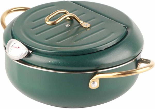 ⁦Jectse Tempura Deep Fryer Pot With Thermometer Mini Stainless Steel Fryer Pan 14cm*11cm⁩ - الصورة ⁦7⁩