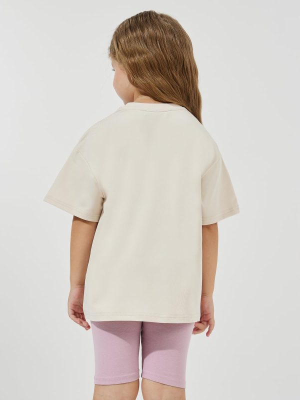 ⁦STYLI Girls Oversized Embroidery Detail T-Shirt⁩ - الصورة ⁦4⁩