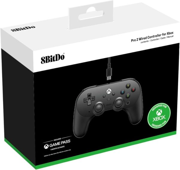 ⁦8Bitdo Pro 2 Wired Controller for Xbox, Hall Effect Joystick Update, 3.5mm Audio Jack, Compatible with Xbox Series X|S, Xbox One, Windows 10/11 - Officially Licensed (Black)⁩ - الصورة ⁦4⁩