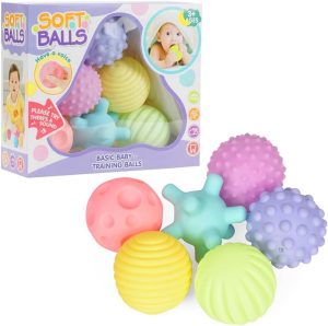 PATPAT® Squeeze Balls for Kids, 6 Pack, Ages 3-12 Months, Textured, Squeak, Bath & Play, Vinyl, Baby Toy