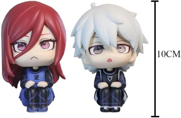 ⁦Puruuige 2PCS Chigiri Hyoma+Nagi Seishiro Figure Anime Look Up Figurine 3.9'' PVC Nagi Seishiro Action Figure Model Cake Topper Collectible Statue⁩ - الصورة ⁦6⁩