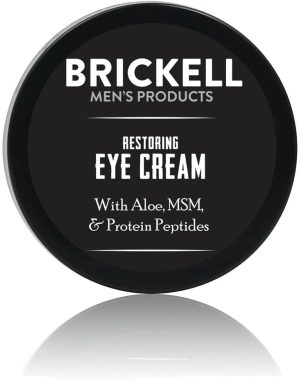 Brickell Men's Restoring Eye Cream for Men, Natural and Organic Anti Aging Eye Balm To Reduce Puffiness, Wrinkles, Dark Circles, Crows Feet and Under Eye Bags, 5 Ounce, Unscented