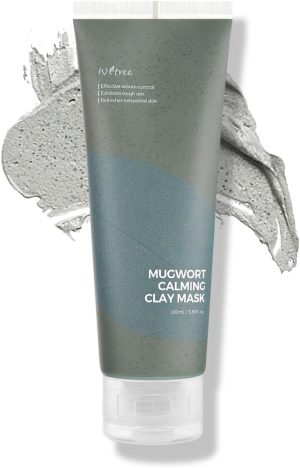 ISNTREE Real Mugwort Clay Mask 3.38 fl. oz. | Removes Dead Skin Cells Blackheads Whiteheads & Sebum Control | Deeply Moisturizing Clay Facial Mask for Dry Sensitive Oily Skin with Mugwort Extracts