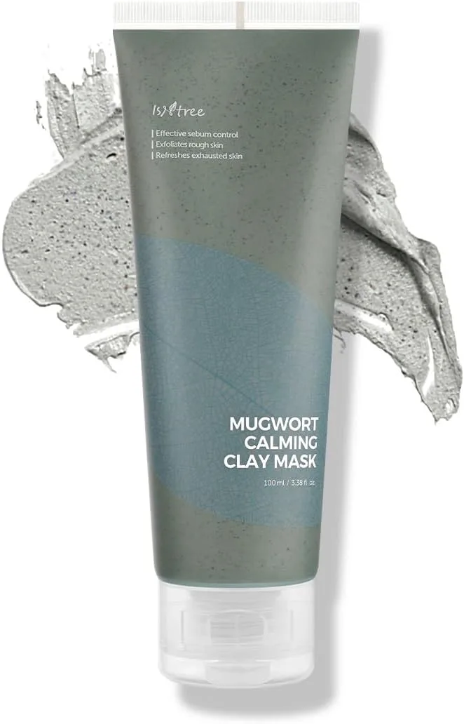ISNTREE Real Mugwort Clay Mask 3.38 fl. oz. | Removes Dead Skin Cells Blackheads Whiteheads & Sebum Control | Deeply Moisturizing Clay Facial Mask for Dry Sensitive Oily Skin with Mugwort Extracts