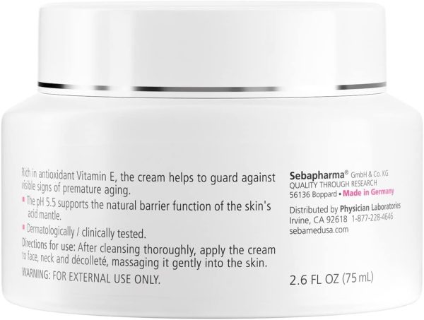 ⁦Sebamed Moisturizing Face Cream for Sensitive Skin Antioxidant pH 5.5 Vitamin E Hypoallergenic 2.6 Fluid Ounces (75mL) Ultra Hydrating Dermatologist Recommended Moisturizer⁩ - الصورة ⁦2⁩