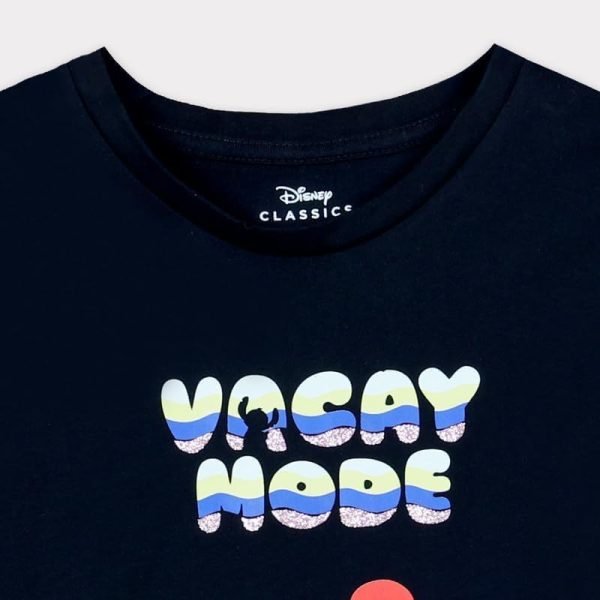 ⁦Disney Girls Disney Stitch Vacay Mode Kids Girls Short Sleeves T-Shirt Western (pack of 1)⁩ - الصورة ⁦3⁩