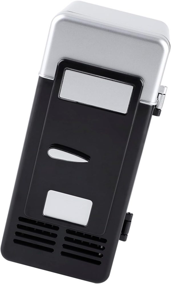 ⁦BROLEO Mini Fridge, Beverage Fridge, 7.64 X 3.54 X 3.54 Inch USB Interface LED Mini USB Refrigerator Cool Quickly Cooler & Warmer for Cola (Black)⁩ - الصورة ⁦5⁩