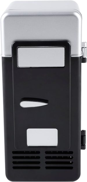 BROLEO Mini Fridge, Beverage Fridge, 7.64 X 3.54 X 3.54 Inch USB Interface LED Mini USB Refrigerator Cool Quickly Cooler & Warmer for Cola (Black)