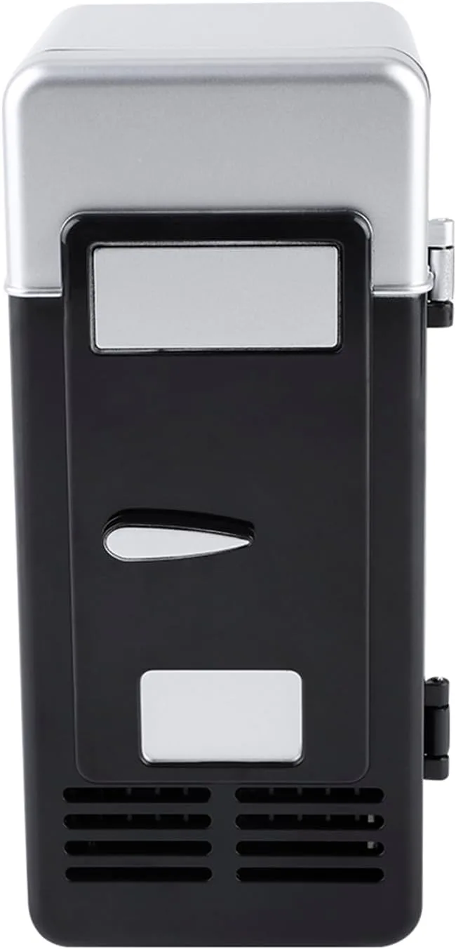 BROLEO Mini Fridge, Beverage Fridge, 7.64 X 3.54 X 3.54 Inch USB Interface LED Mini USB Refrigerator Cool Quickly Cooler & Warmer for Cola (Black)