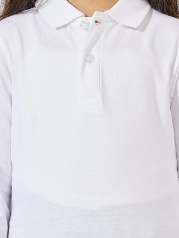 ⁦Styli Girls Solid Polo T-Shirt With Full Sleeves⁩ - الصورة ⁦4⁩
