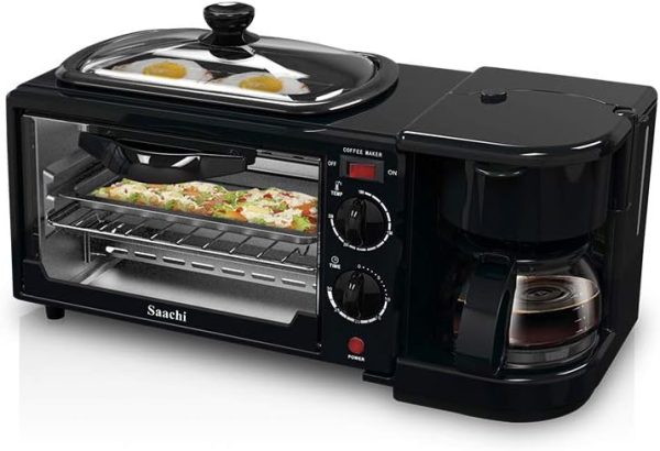 ⁦Saachi 3 In 1 Breakfast Machine, Multi-Functional Breakfast Maker, Non-Stick Griddle, Oven Tray, Coffee Maker, NL-BS-2951⁩ - الصورة ⁦6⁩