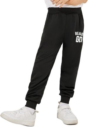 STYLI Boys Letter Print Slant Pocket Cotton Joggers