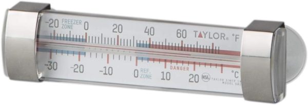 Taylor Precision Products Large Dial Kitchen Refrigerator/Freezer Kitchen Thermometer with Suction Cups