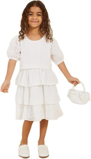 Styli Girls Schiffly Dress With Tiers