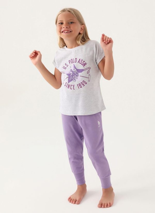 ⁦U.S. POLO ASSN. Girls Grey Short Sleeve Pyjama Set⁩ - الصورة ⁦2⁩