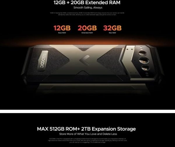 ⁦DOOGE V Max Pro Rugged Phone 12GB+512GB 6.58'' Android 14 Dimensity 7050 108MP Ai Camera 22000mAh NFC 5G Smartphone⁩ - الصورة ⁦7⁩
