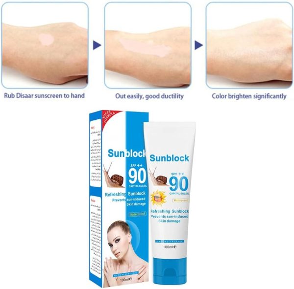 ⁦Azonee Sunscreen Cream SPF90PA++,Protection Face Cream Disaar Sunblock 90++ Protective Cream Pigmentation, Undamage Ultra Sunscreen, Daily Use, Travel for All Skin Type 100g⁩ - الصورة ⁦7⁩