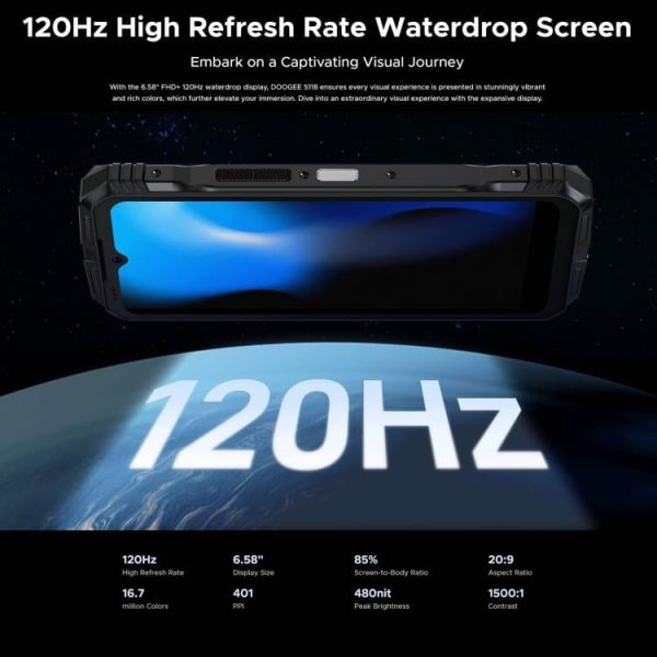 ⁦DOO.GEE S118 Rugged Smartphone 20GB(8GB+12GB Extended) 512GB 6.58" FHD+ Screen 50MP Camera Android 14 Cellphone⁩ - الصورة ⁦3⁩