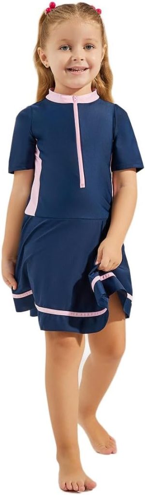 Styli Girls 2111260822 Contrast Trim High Neck Skirted Swimsuit