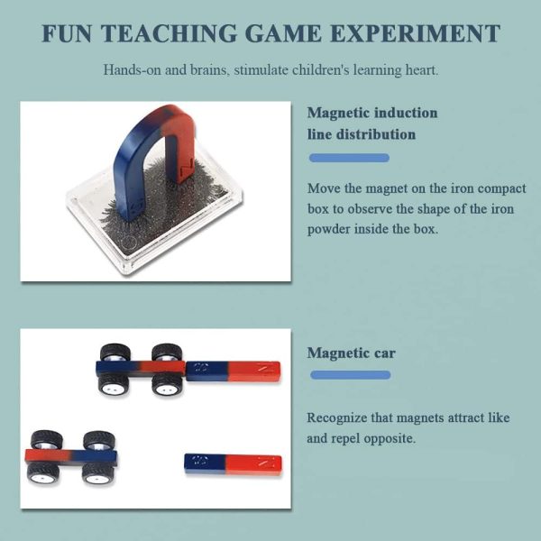 ⁦Labs Junior Science Magnet Set, for Education Science Experiment Tools, Physics Toys for Kids, Icluding Bar/Ring/Horseshoe/Compass Magnets⁩ - الصورة ⁦3⁩