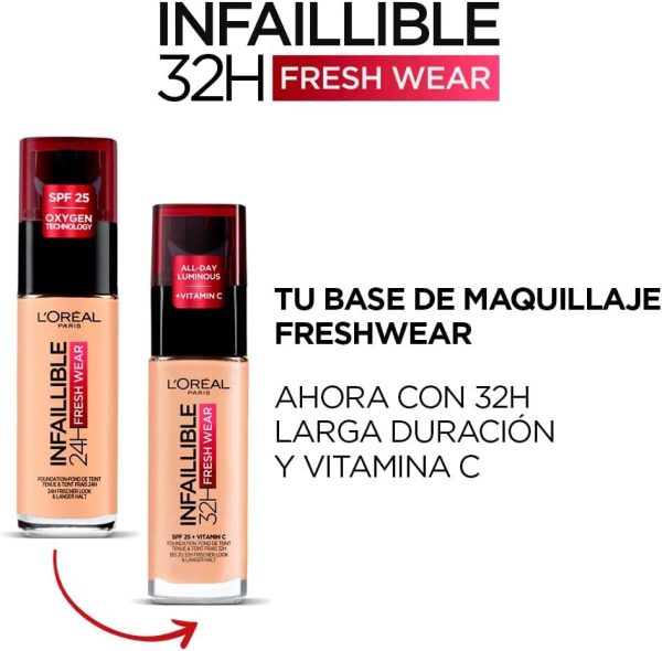 ⁦L’Oréal Paris Nude Infallible Foundation - 260 Soleil Dore/Golden⁩ - الصورة ⁦3⁩