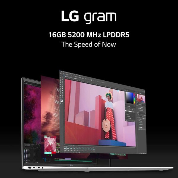 ⁦LG gram (2022) 16T90Q 2-in-1 Tablet Laptop, 16" (2560 x 1600) IPS Display, Intel Evo 12th Gen i7 1260P Processor, 16GB LPDDR5, 2TB NVMe SSD, FHD Webcam, WiFi 6E, Thunderbolt 4, Windows 11, Black⁩ - الصورة ⁦8⁩