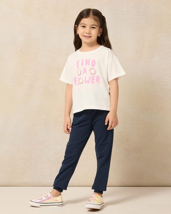 ⁦REDTAG Girls Navy Active Track Pants⁩ - الصورة ⁦2⁩