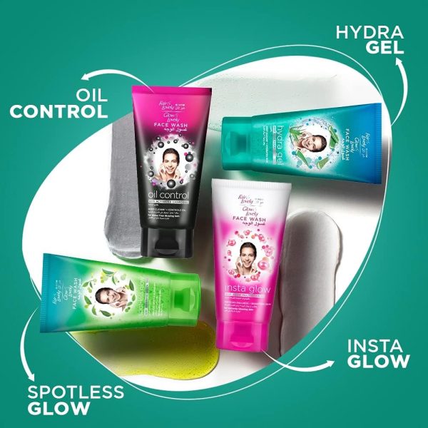 ⁦GLOW & LOVELY Formerly Fair & Lovely Face Wash With Aloe Vera Hydragel to reduce spots & blemishes, 150ml⁩ - الصورة ⁦5⁩