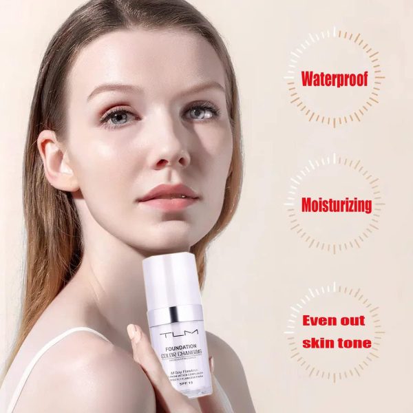 ⁦Omaky 30ml TLM Concealer Cover Cream Flawless Colour Changing Foundation Makeup Base Nude Face Liquid Cover Concealer Changing Warm Skin Tone Moisturizing Cover for women&girls(2pcs)⁩ - الصورة ⁦6⁩