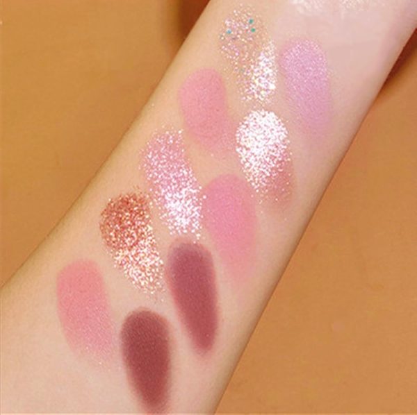 ⁦10 Colors Eyeshadow Palette,Matte&Glitter&Shimmer Eyeshadow Makeup,Pink Eye Black Pink Eyeshadow Shades, Naturing-Looking,High Pigment Waterproof Eye Shadow Palette Makeup⁩ - الصورة ⁦3⁩