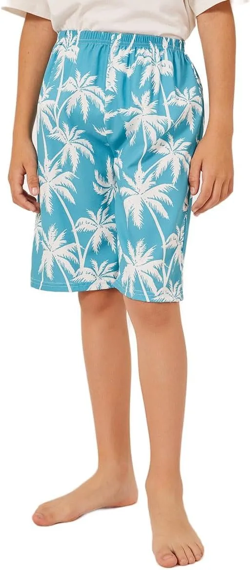 Styli Boys Tropical Print Elastic Waistband Swim Shorts