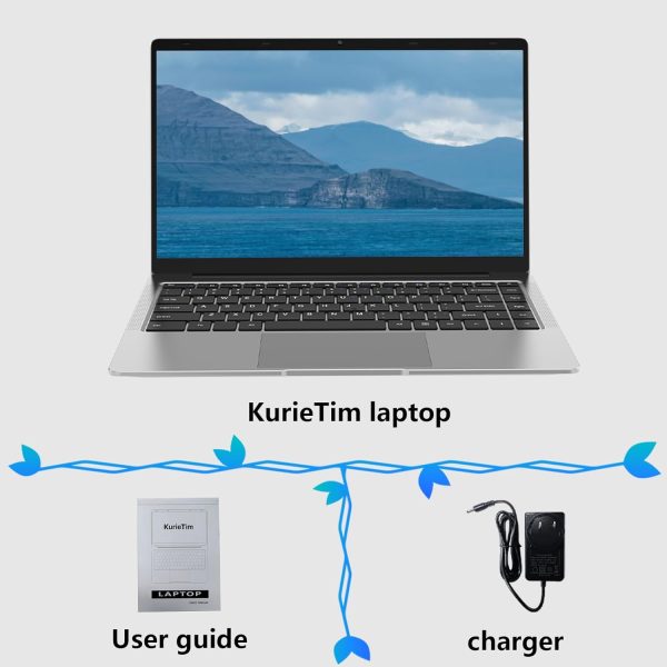 ⁦KurieTim 14.1 Inch Laptop, 8GB DDR4 RAM, 256GB M.2 SATA SSD, Laptops Computer with Quad-Core Celeron CPU J4125 (Up to 2.7GHz), 14.1" FHD IPS LCD Screen, WiFi, Webcam, USB-A x2, Mini HDMI, Silver⁩ - الصورة ⁦6⁩