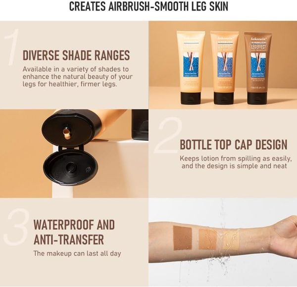 ⁦Beliky Girl Leg Makeup Lotion, Airbrush Legs, Body Makeup Foundation, Waterproof No Transfer, Leg and Body Scar Cover up Makeup for Tattoo Cover Up, Long Last Body Foundation,118ml #2 MEDIUM GLOW⁩ - الصورة ⁦3⁩