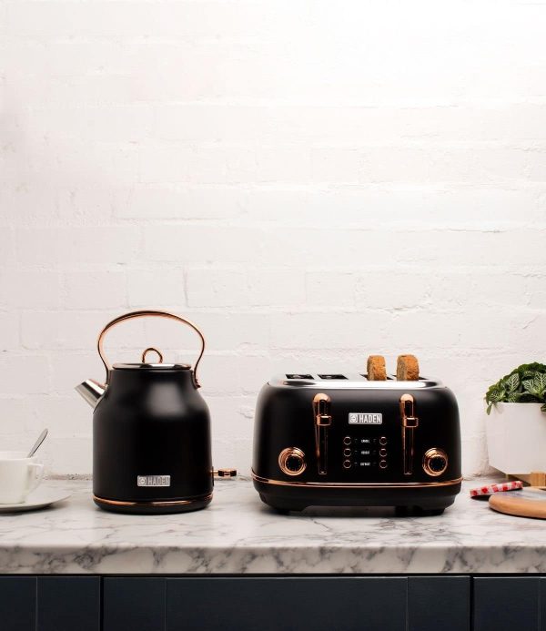 ⁦Haden Heritage Black 4 Slice Toaster - Adjustable Browning Control, Reheat and Defrost Functions - Stainless Steel With Self-centring Function - 1370-1630W⁩ - الصورة ⁦8⁩