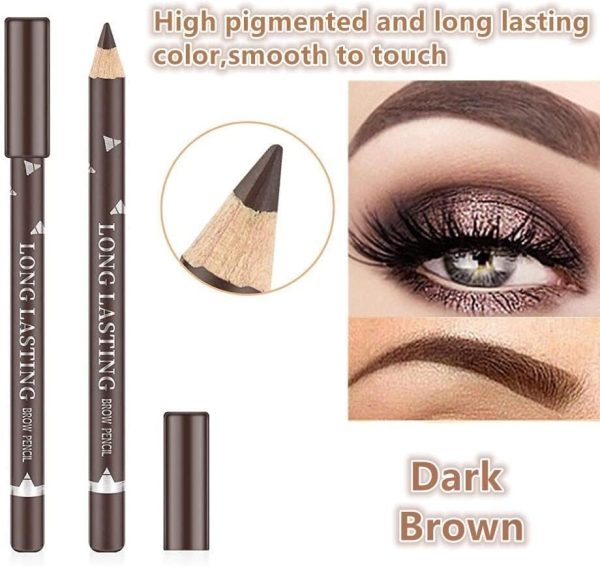 ⁦KASTWAVE 12 PCS Dark Brown Eyebrow Eyeliner Pencils Makeup Pen, Waterproof Eye Brow Pencil,Long-lasting Nice Color Eye Brow Gel Pen Makeup Brow Tint Pencils（Dark Brown）⁩ - الصورة ⁦3⁩