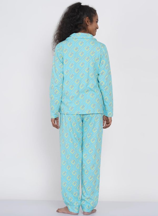 ⁦Lauren Smith Girl's Pajama Set Long Sleeve Buttoned Top with pants 2 Piece Printed Sleepwear Cotton Teen Girls Soft Pjs Lounge Set Kids nightwear sets⁩ - الصورة ⁦5⁩