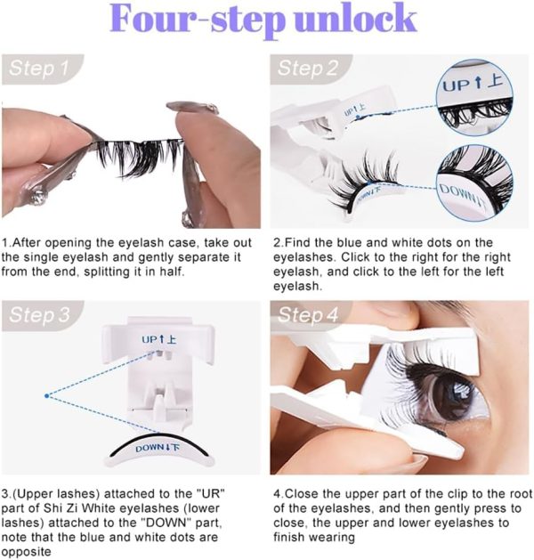 ⁦Domiunier 2Pair Magnetic Eyelashes Without Eyeliner, Reusable Magnetic Eyelash Kit Dual Magnetic Eyelashes Dual Magnetic Lashes, Best Fake Eyelashes for Beginners,Magnetic Eyelashes Natural Look⁩ - الصورة ⁦2⁩