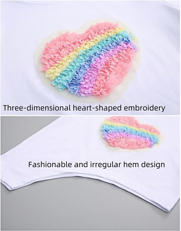 ⁦Children's Clothing, A Cute Summer Two-piece Set for Girls, A Cute Heart-shaped Short Top and Sporty Trousers Set, Suitable for Ages 4 To 13⁩ - الصورة ⁦7⁩